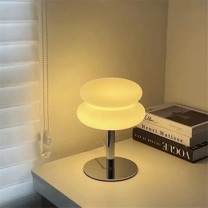 Lámpara de mesa de cristal con forma de macarrón, atenuación tricromática, protección para los ojos, luz de noche, decoración para dormitorio de niña, lámparas de ambiente para habitación