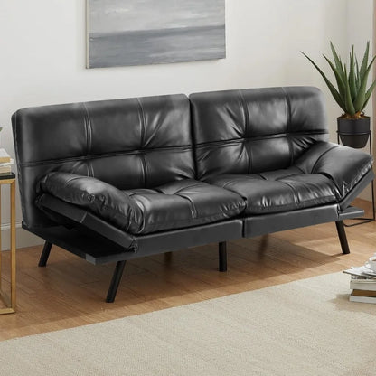 Sofas - Futon Sofa Beds, Modern Convertible Lazy Sofas, Easily Assembleable, Black Sofas