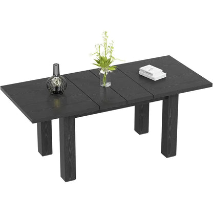 Mesa de comedor extensible de 55'' a 78'' Mesa de comedor moderna negra con diseño extensible de 3 etapas Mesa de cocina rectangular estilo granja