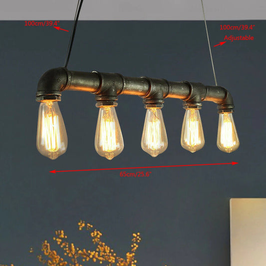 Retro Creative Water Pipe Hanging Light Industrial Style Iron Loft Bar Cafe Ceiling Lamp for Bedroom Restaurant Decor