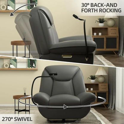 270 ° rotating electric recliner, smart rocking chair with voice control and phone holder, living room 30"D x 42"W x 41"H