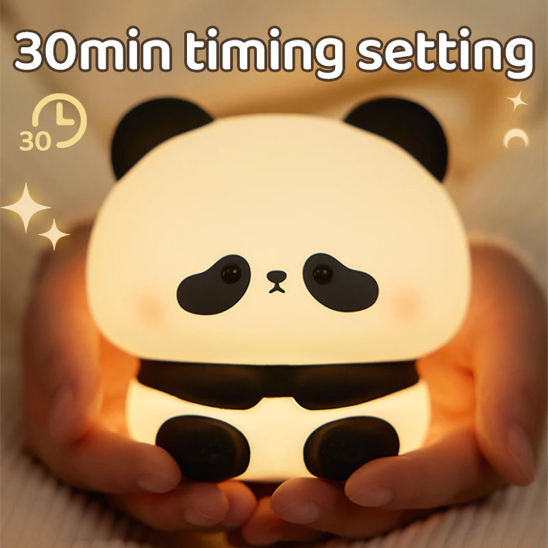 Veilleuse LED Panda mignonne veilleuse en silicone rechargeable USB lampe de nuit tactile lampe de nuit chambre lampe de minutage décoration cadeau pour enfants