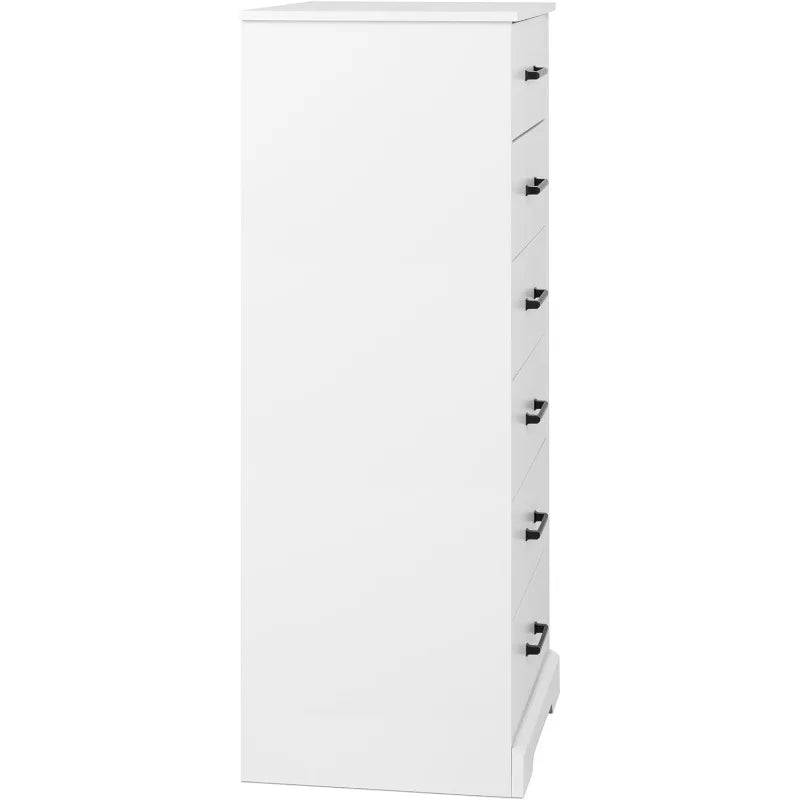 Astrid Tall White Dresser: 16"D x 20"W x 52"H, 6-Drawer Chest for Bedroom by Prepac - Perfect Chest of Drawers for Ample