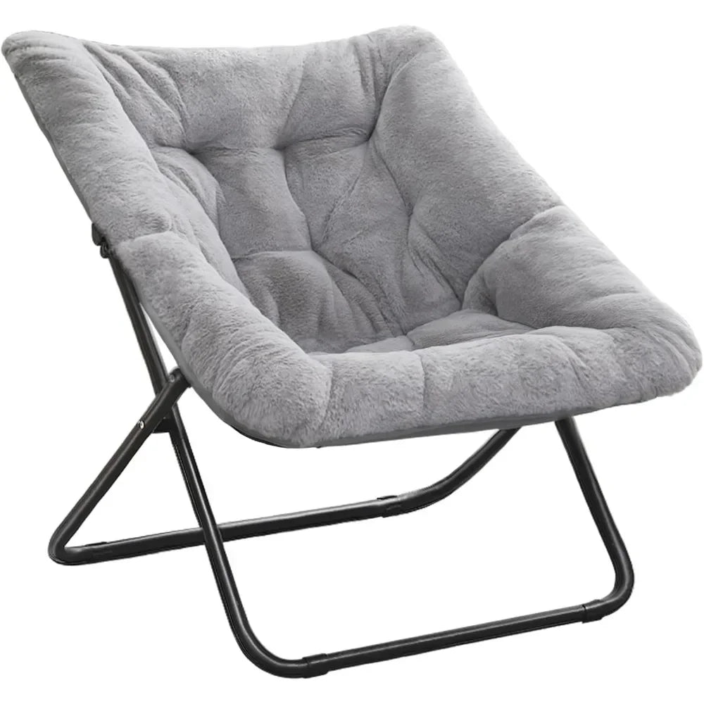 Sillón plegable extragrande de piel sintética suave, sillón reclinable, sillón con estructura de metal para dormitorio, sala de estar y dormitorios