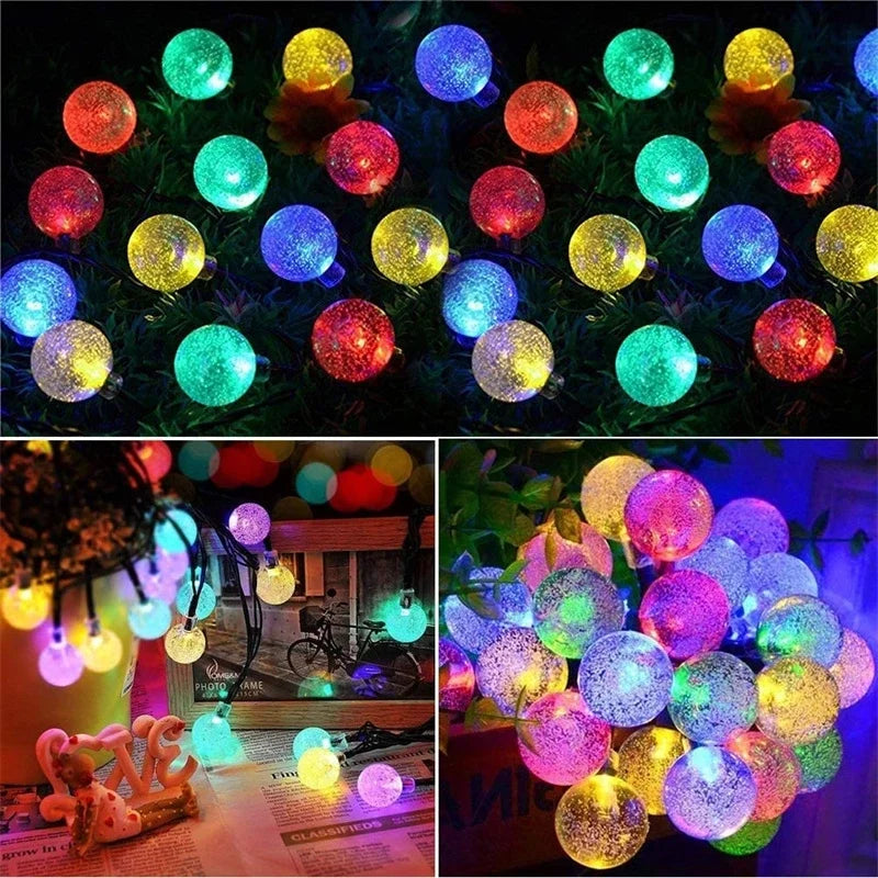 Guirlande lumineuse solaire d'extérieur 200 LED en forme de globe en cristal, guirlande lumineuse solaire étanche pour jardin, décoration de Noël, Ramadan