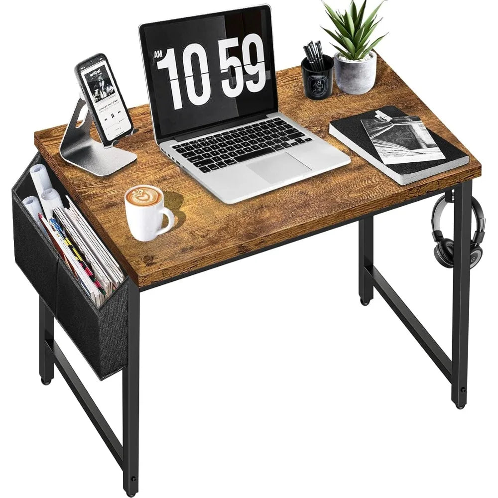 Escritorio pequeño para espacios reducidos: mesa de estudio para estudiantes, niños, escritura, computadora, mesa para dormitorio, escuela, trabajo, estación de trabajo para PC, rústico, 30 31 pulgadas