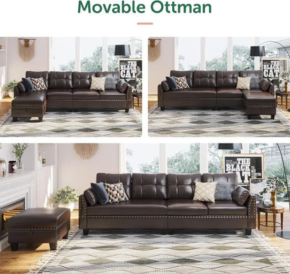 Reversible Sectional Sofa L-Shape Sofa Convertible Couch 4-Seater Sofas Sectional， Sofa Set Living Room Furniture