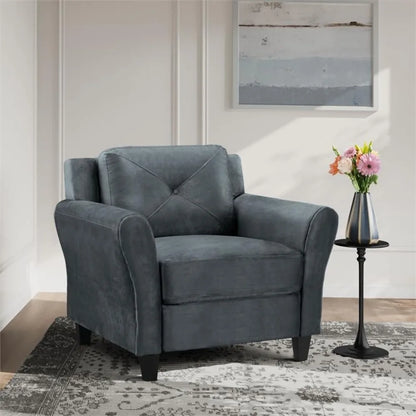 Arm Chair for Living Room 31.5"W X 35.4"D X 32.7"H Elegant Tufted Back Cushions Upholstered in Cleanable Fabric Dark Gray