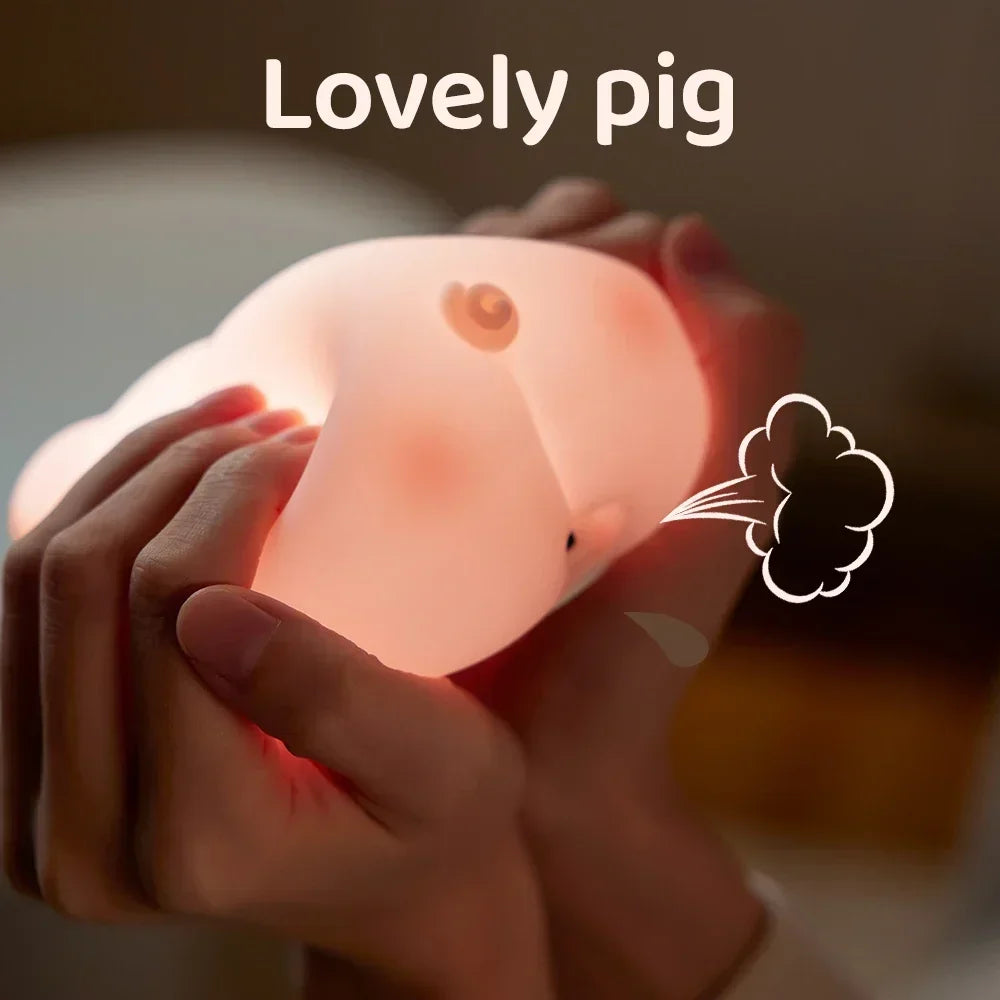 Veilleuse cochon rose mignonne LED lampe de nuit en silicone atmosphère intérieure Pat lampe décoration de chambre USB veilleuse pour enfants cadeau