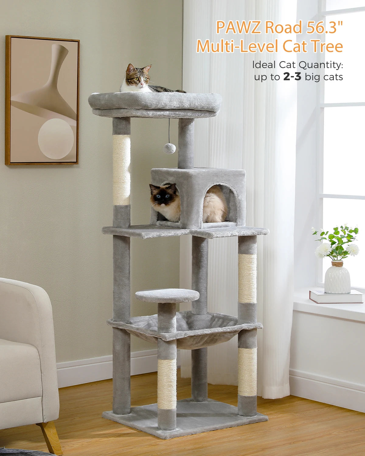 Arbre à chat à plusieurs niveaux avec griffoir Tour à chat de luxe avec maison de condo Griffoir pour chat pour accessoires de chat d'intérieur Jouet pour chat de compagnie