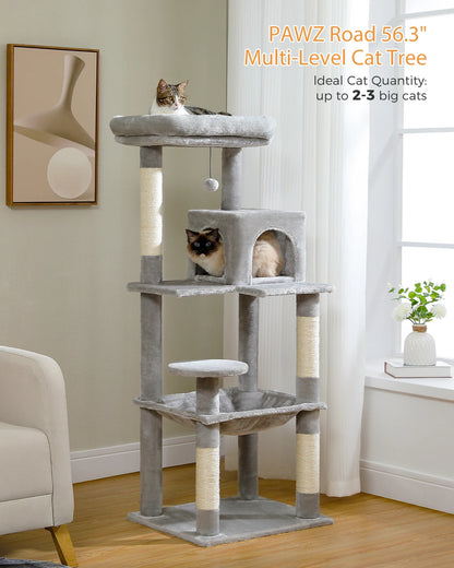 Arbre à chat à plusieurs niveaux avec griffoir Tour à chat de luxe avec maison de condo Griffoir pour chat pour accessoires de chat d'intérieur Jouet pour chat de compagnie