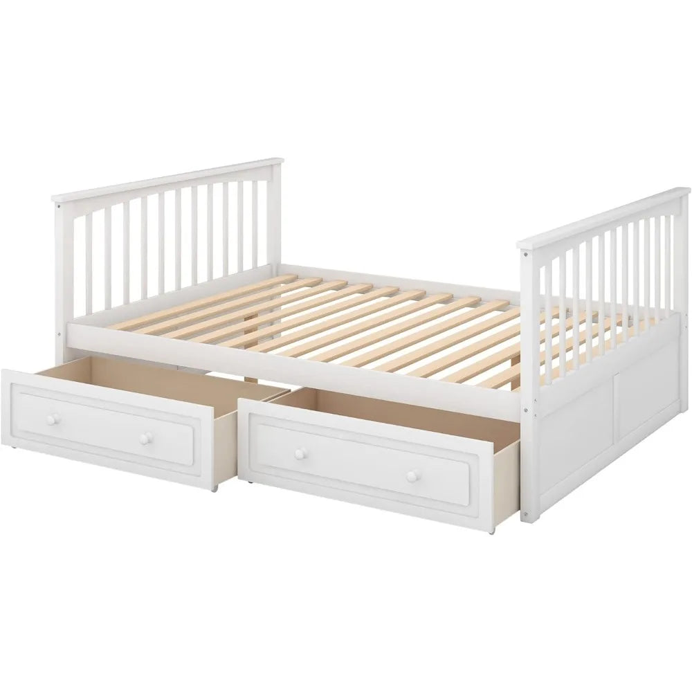 Harper & Bright Convertible Wood Bed-Over-Bed Bunk Bed with Storage Drawers and Ladder - Can Be Divided Into Two Daybeds