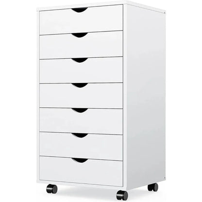 7 Chest of Drawers - Dresser Storage Cabinet Wooden Dresser, White Drawer Wooden Tissue Furniture for Office, Home