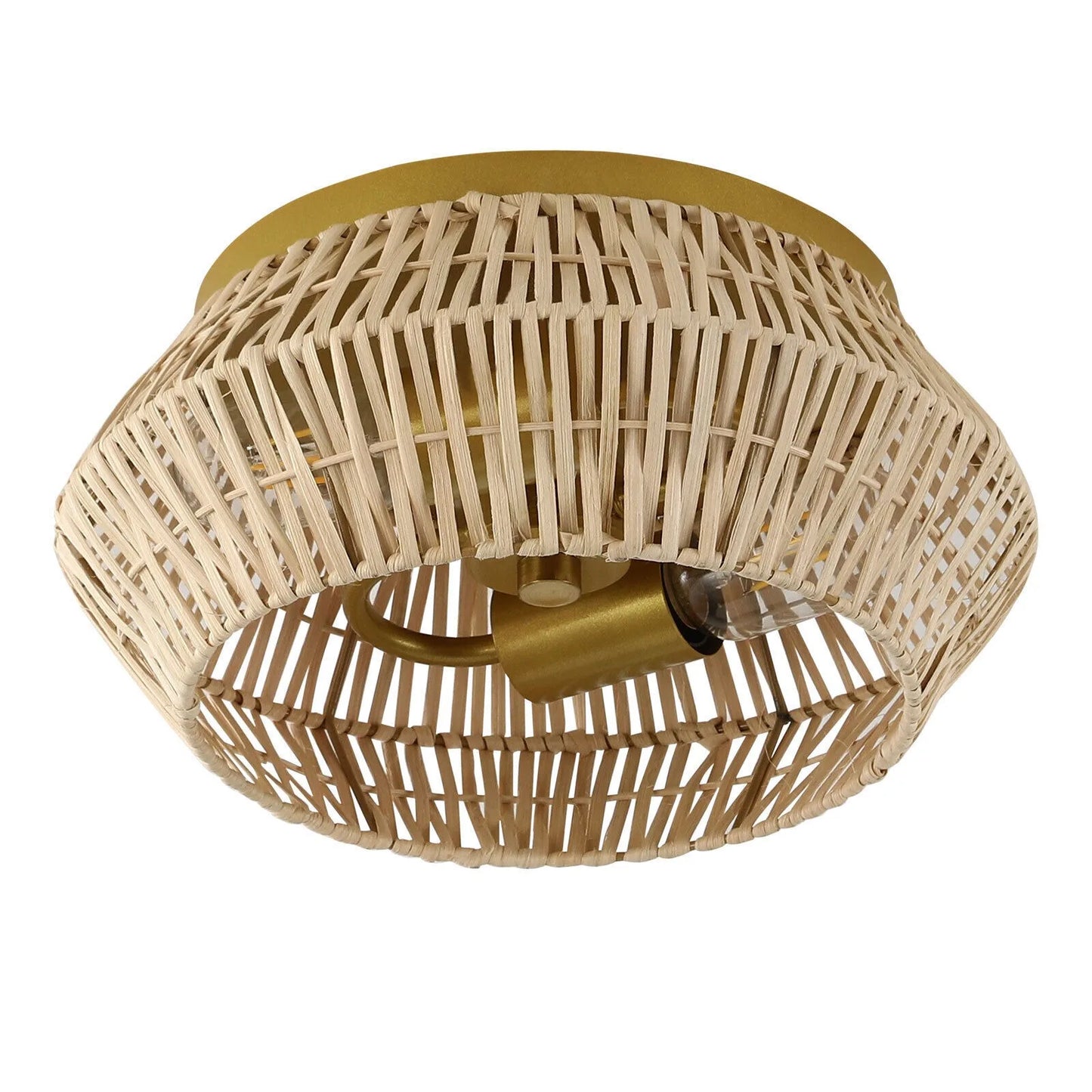 US Vintage Woven Rattan Ceiling Light Farmhouse Pendant Lamp Dining Room Chandelier