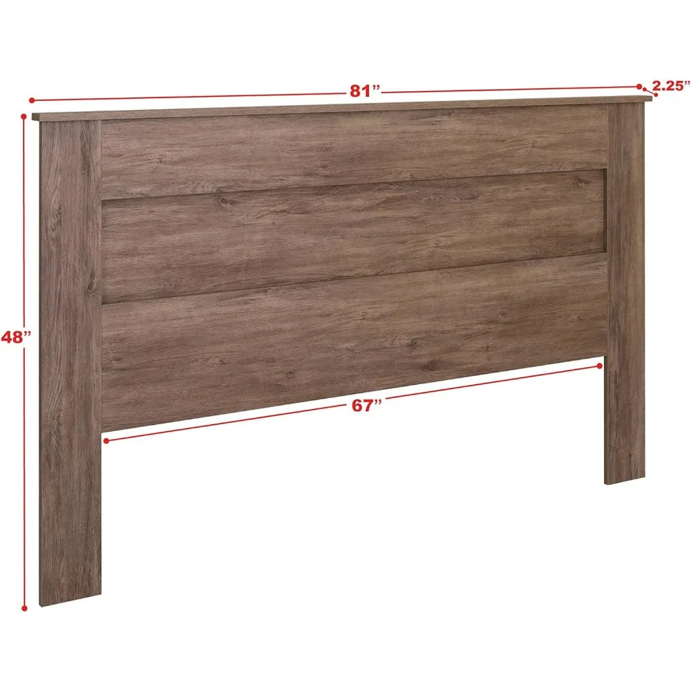 Tête de lit élégante en panneau de bois plat pour lits king size, tête de lit king size en bois simpliste 2,25" P x 81" L x 48" H, gris flotté