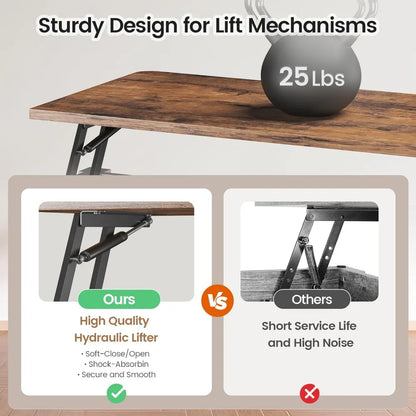 31.5" Lift Top Coffee Table with Storage, Square Coffee Table for Living Room, Farmhouse Coffee Table with Large Hidden Storage