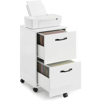 2-Drawer File Cabinet, Filing Cabinet for Home Office, Small Rolling File Cabinet, Printer Stand, for A4, Letter-Size Files