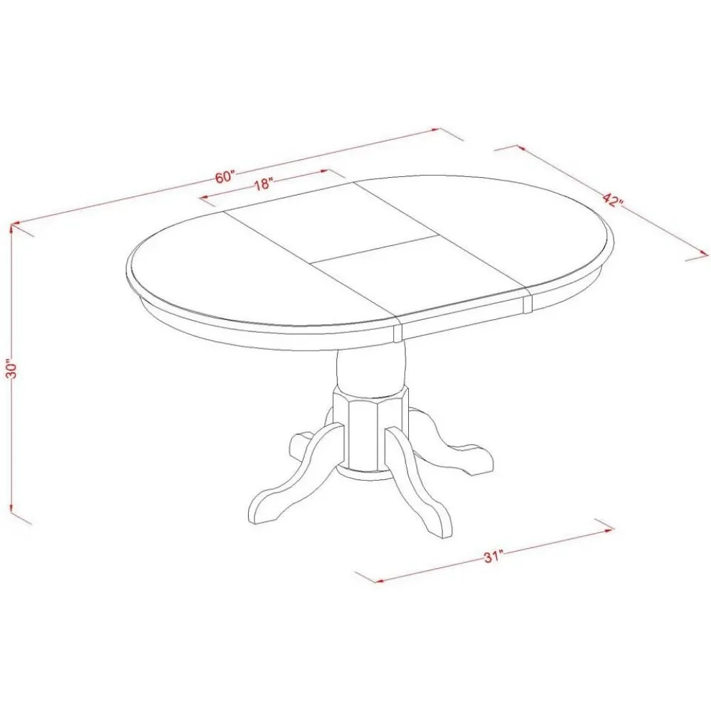 Dining Room Furniture Set 7 Piece Consist of an Oval Kitchen Table with Butterfly Leaf and 6 Linen Fabric Upholstered Chairs