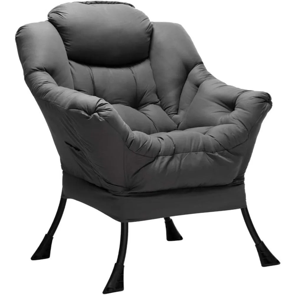 Grand fauteuil paresseux en tissu, fauteuil de lecture d'appoint, fauteuil de salon confortable avec accoudoirs, fauteuil de salon de loisirs