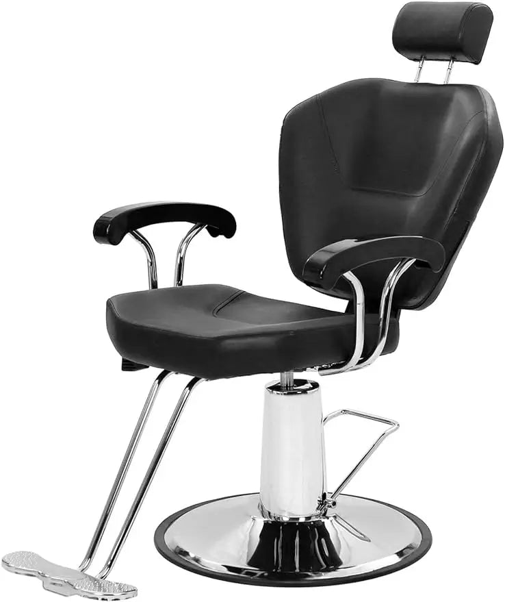 Winado Heavy Duty Reclining Barber Chair for Barber Shop, Styling Salon Chair with Headrest and Footrest, 360 Degree Swivel, Hei