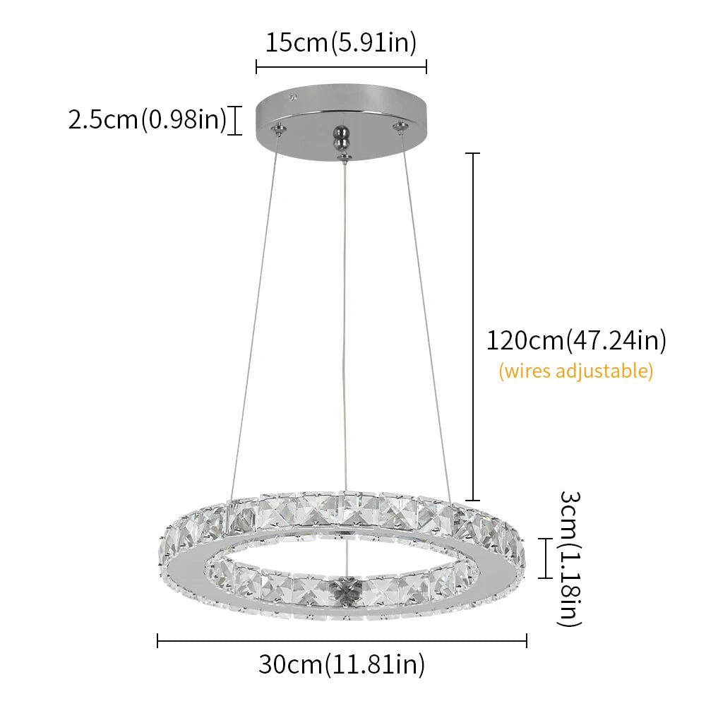 Modern Pendant Lighting Rings Led Crystal Chandelier Hanging Lustre Lamparas Ceiling Lamp Fixtures Luminaire for Living Room