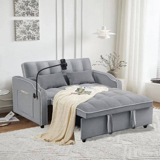 Sofa Bed, 3-in-1 Sofas Bed with USB Port and Ashtray and Rotating Cell Phone Holder and Storage Pouch, Sofa Sleeper