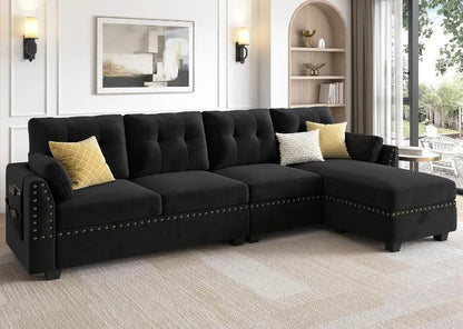 Reversible Sectional Sofa L-Shape Sofa Convertible Couch 4-Seater Sofas Sectional， Sofa Set Living Room Furniture