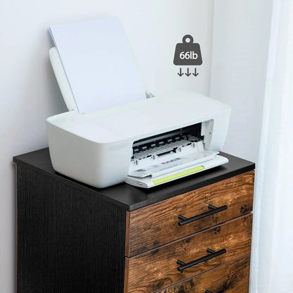 3 Drawers Wooden Filing Cabinet,Rolling Office Under Desk Storage Cabinet for A4/Letter Size,Hanging File Folders,Rustic Brown