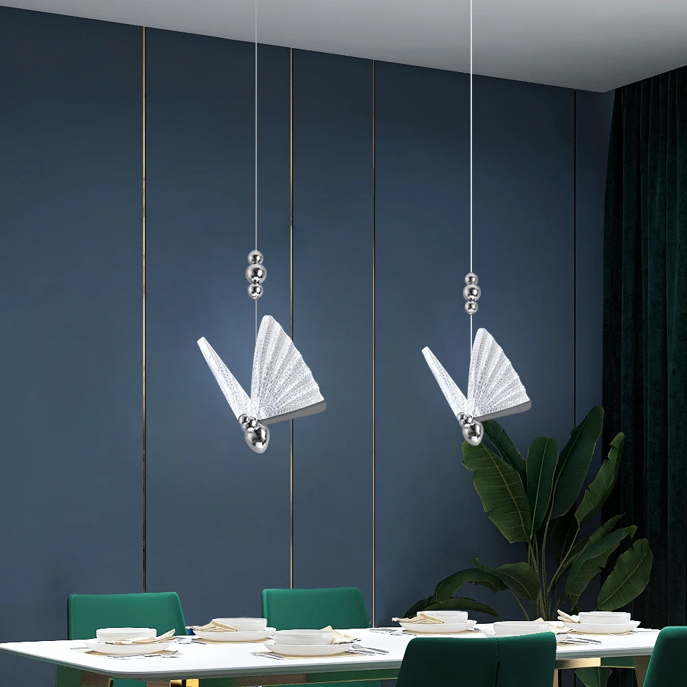 Modern LED Butterfly Pendant Light Fixture Luminaire Bedroom Chanderlier Hanging Ceiling Lamps Bedside Living Room Home Indoor