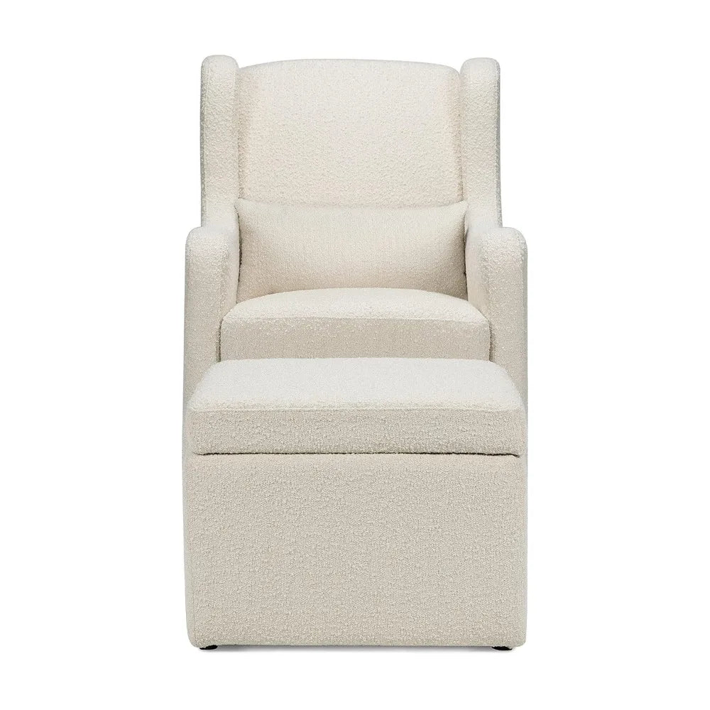 Carter's by DaVinci Adrian Swivel Glider with Storage Ottoman in Performance Cream Linen, Water Repellent and Stain Resistant,