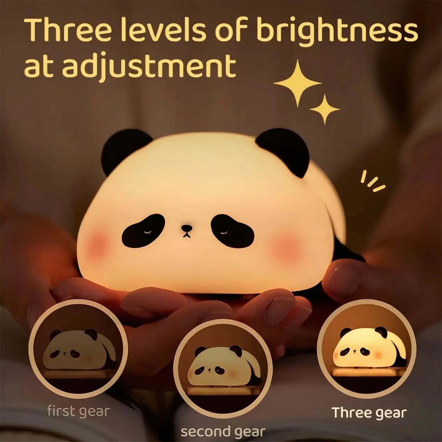 Veilleuse à capteur tactile en silicone avec panda mignon, lampe LED rechargeable à intensité réglable, décoration de chevet, veilleuse pour enfants, cadeau d'anniversaire