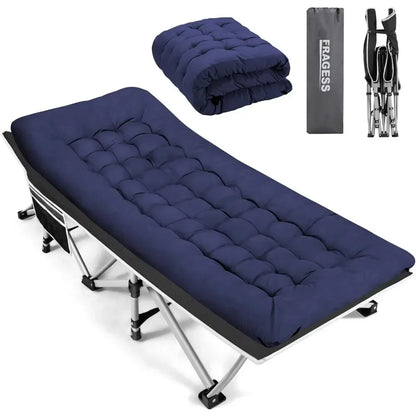 Lit de camp portable, lit de couchage pour adulte, lit pliant extra large et robuste de 28 pouces, charge maximale de 600 lb avec matelas épais