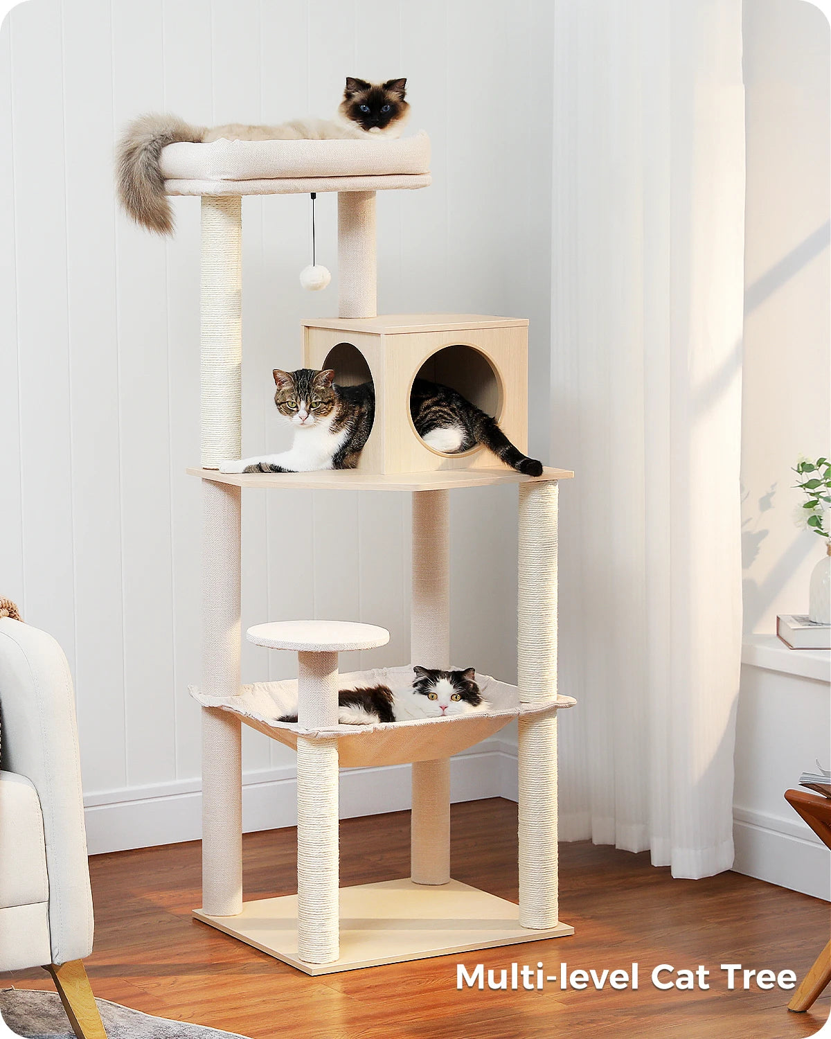 Arbre à chat à plusieurs niveaux avec griffoir pour chat, meuble pour chat, maison, griffoir, fournitures pour chat, jouet pour chat