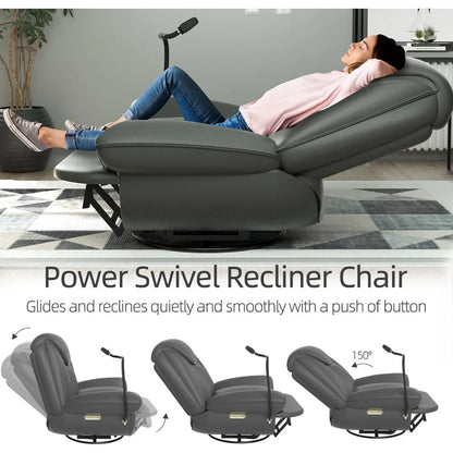 270 ° rotating electric recliner, smart rocking chair with voice control and phone holder, living room 30"D x 42"W x 41"H