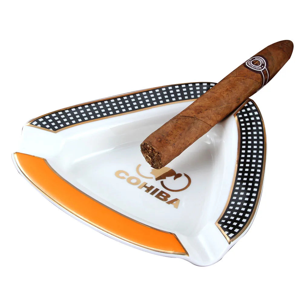 Portable Ceramic Cigar Ashtray Home 3 Slot Tube Ash Tray Travel Cigar Accessories Gift Box Packaging