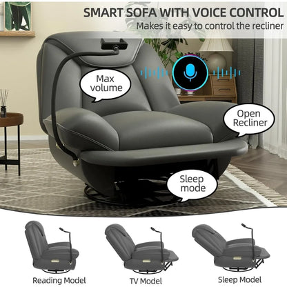 270 ° rotating electric recliner, smart rocking chair with voice control and phone holder, living room 30"D x 42"W x 41"H