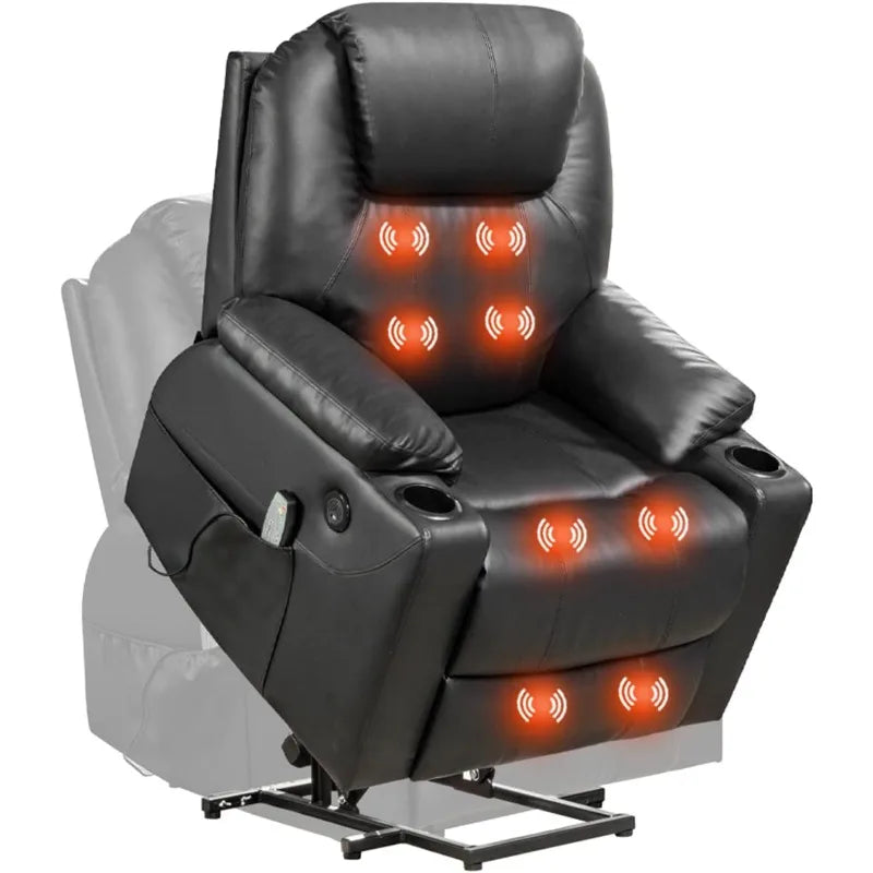 Electric Power Lift Chair Recliner Sofa for Elderly Massage Chair, Adjustable Furniture with Vibration Massage and Lumbar Heated