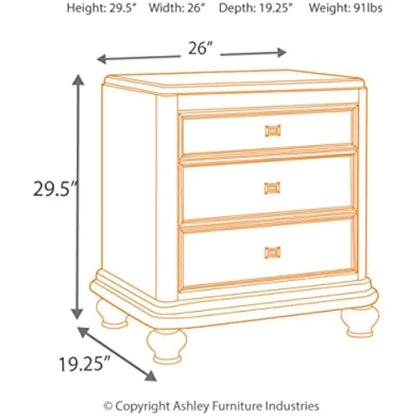 Design by Ashley Coralayne Glam 3 Drawer Nightstand with Faux Shagreen Drawer Fronts, Silver