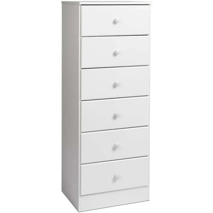 Commode haute blanche Prepac Astrid : 16 po de profondeur x 20 po de largeur x 52 po de hauteur, commode à 6 tiroirs pour chambre à coucher par Prepac - Commode parfaite