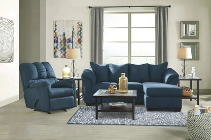 Sofá modular de felpa Darcy con chaise longue convertible, diseño exclusivo de Ashley, azul oscuro