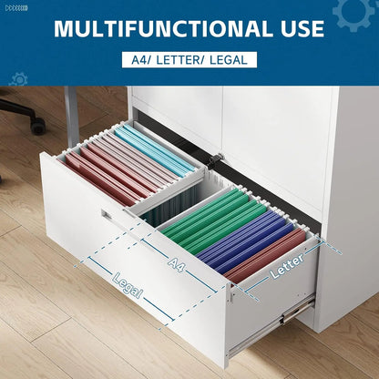 Metal File Cabinet with Drawer,Lockable Vertical Lateral Filing Storage Cabinet