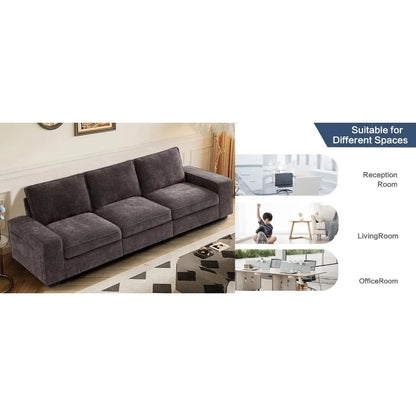 100" Modular Sofa Couch with Seats Storage, Comfy 3-Seater Chenille Fabric Couch for Living Room, Office