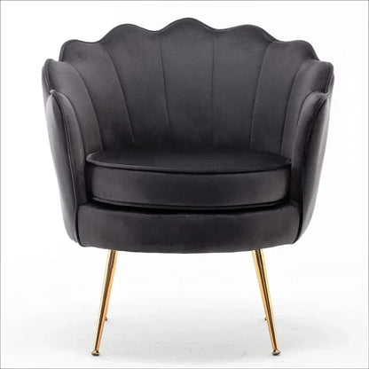 Chaise d'appoint en velours Furniture Direct avec silhouette festonnée et pieds en métal doré Chaises pour meubles de salon Noir