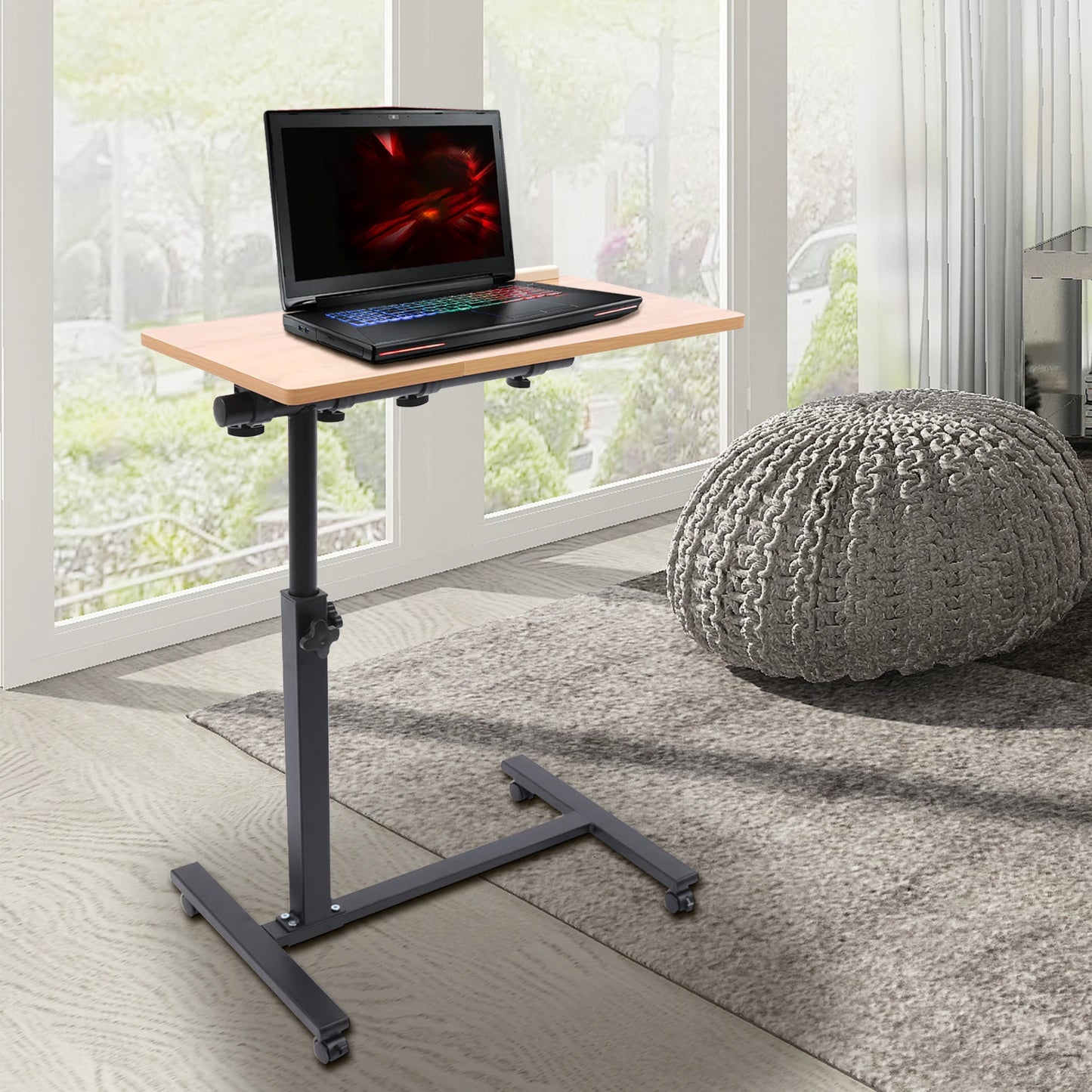 High Quality Adjustable Height Laptop Desk Angle Rolling Cart Over Bed Hospital Table Stand