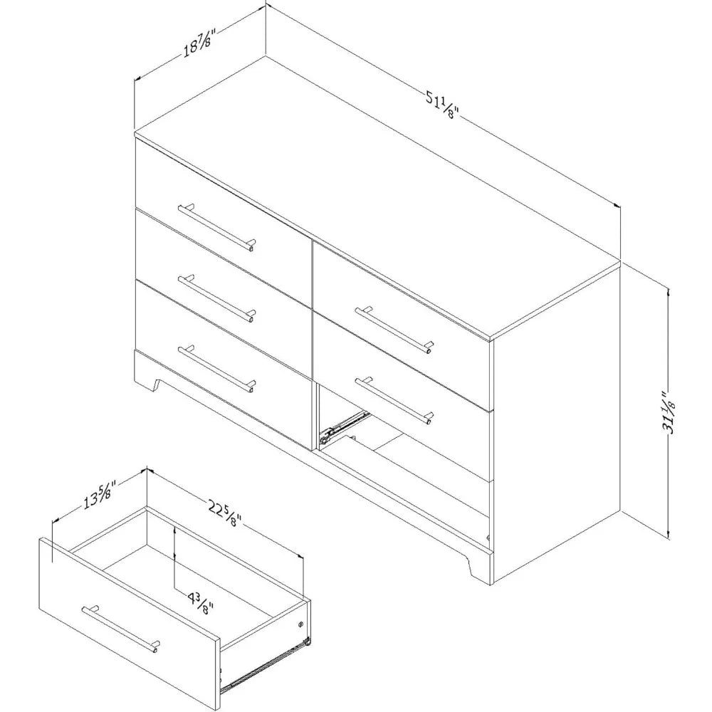 Primo 6-Drawer Double Dresser, Rustic Oak