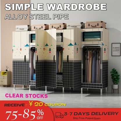 LEEGOHOME Wardrobes Closet Cloth Bedroom Furniture 85/125/166/207x45x170cm 26mm Steel Pipe Support Storage Household