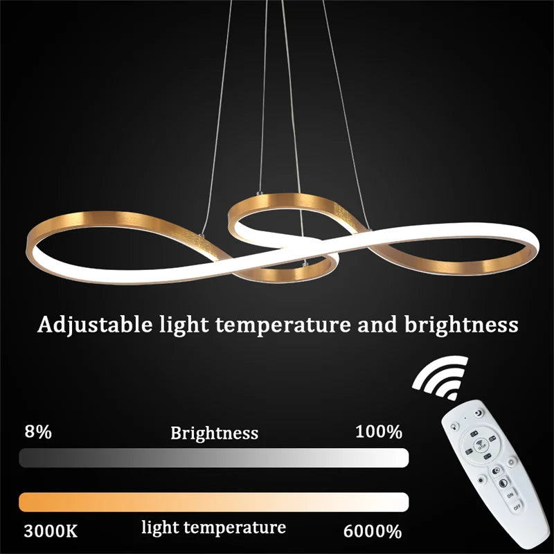 Lustre d'art d'intérieur avec télécommande à intensité variable, luminaire suspendu à LED simple pour salle à manger, luminaire suspendu de cuisine