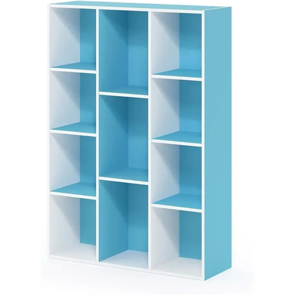 Children Bookcase / Book / Storage , 11-Cube, Book Shelf Dollhouse Bookcase, Blue