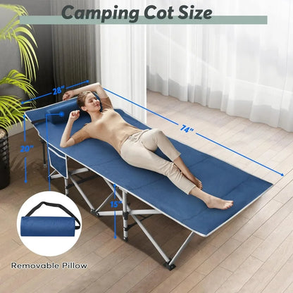 Lit de camping pliable pour adultes avec matelas, lit de camp portable, lits de couchage avec oreiller et sac de transport pour le bureau, la sieste à la maison