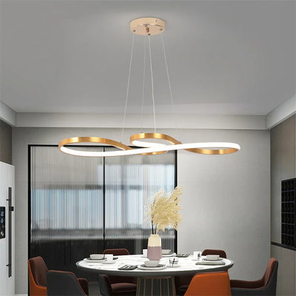 Lustre d'art d'intérieur avec télécommande à intensité variable, luminaire suspendu à LED simple pour salle à manger, luminaire suspendu de cuisine